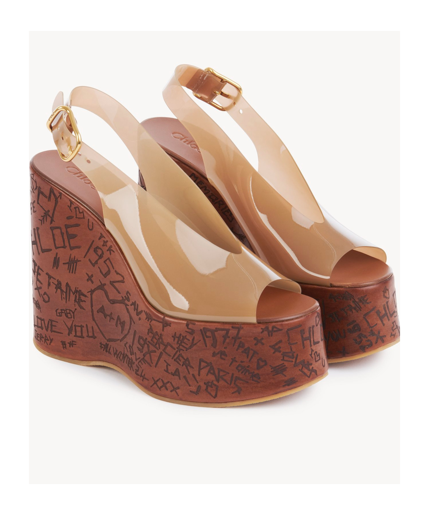 Shop Chloé Round Toe High Heel Sandals In Brown