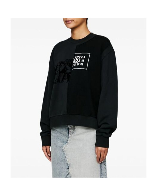 Shop Mm6 Maison Margiela Numbers-motif Cotton Sweatshirt In Black