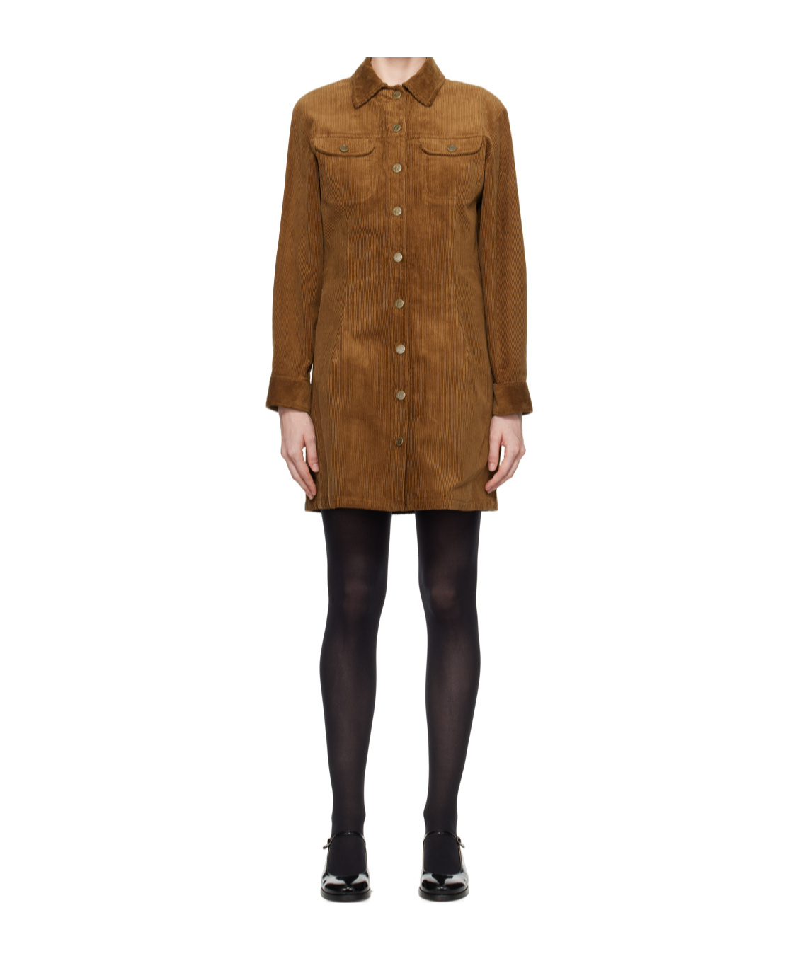 Apc Bonnie Long-sleeved Dress In Brown