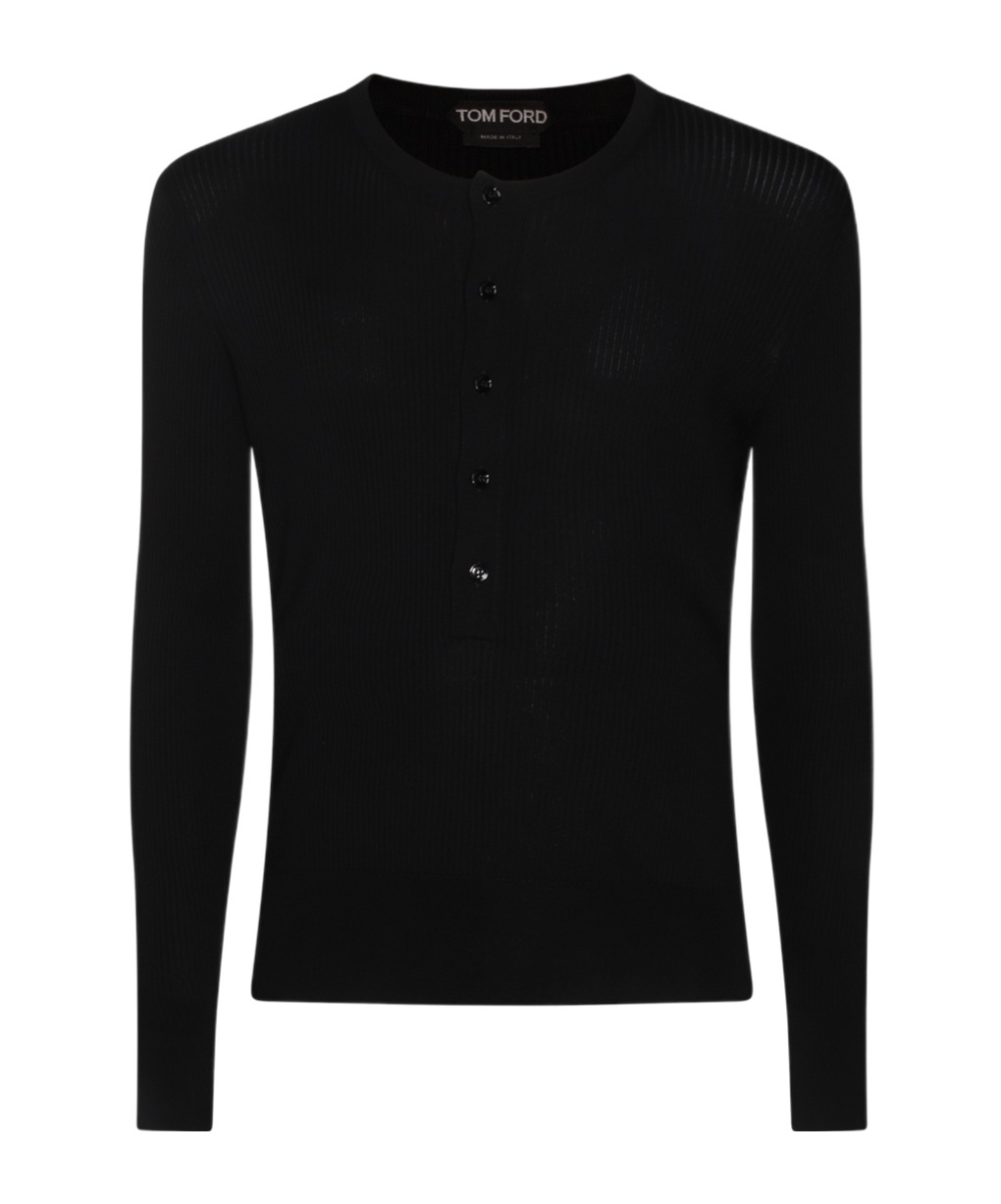 Tom Ford Short-button Fastening T-shirt In Black