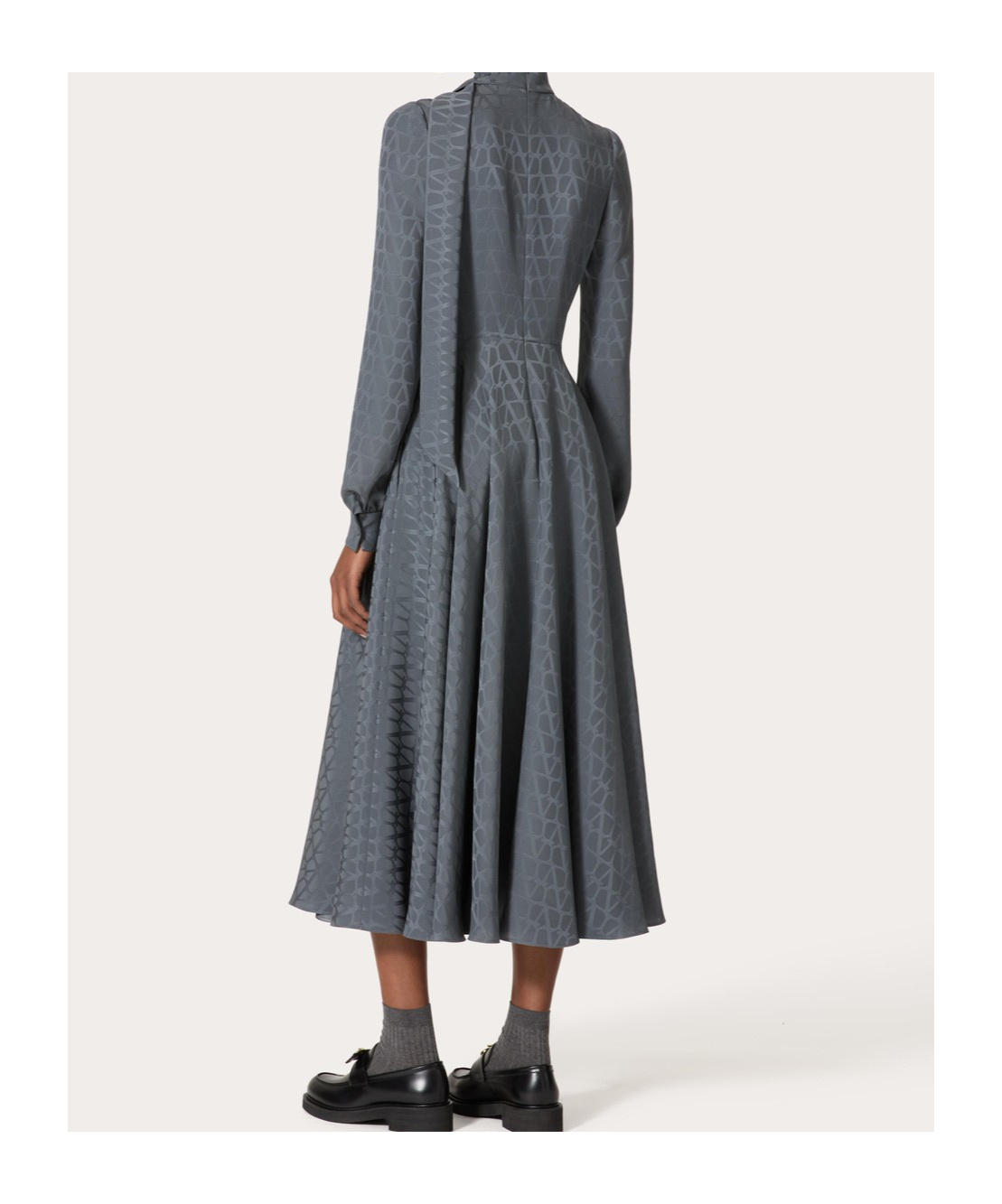 Valentino Iconograph Print Midi Dress In Gray