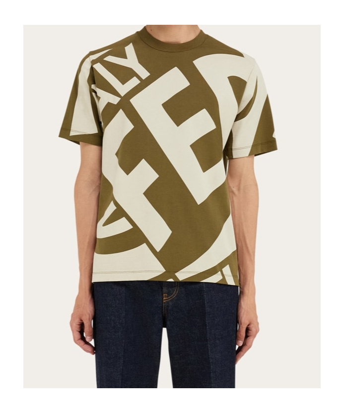Ferragamo Graphic Print T-shirt In Nude