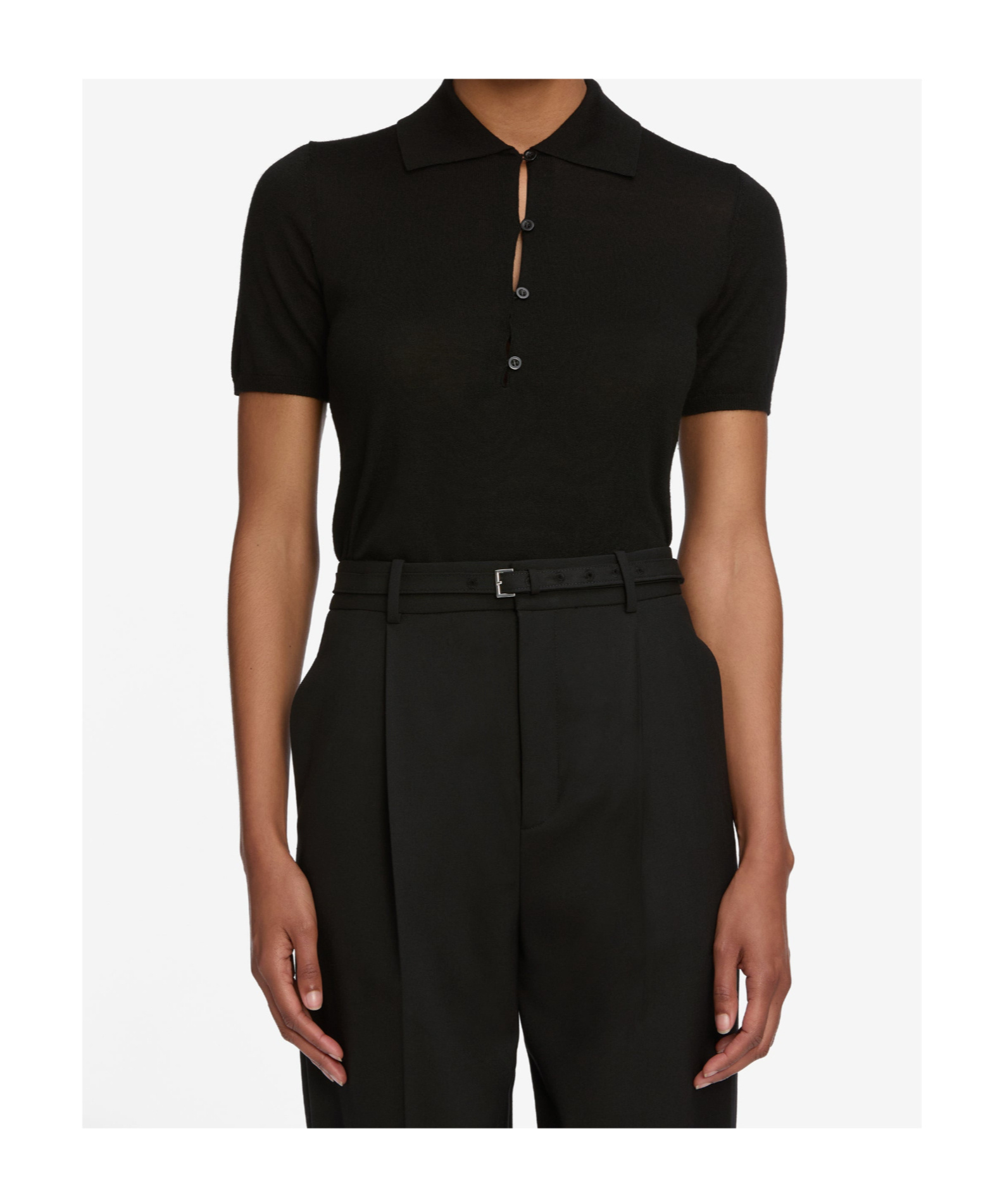 Frame Short-sleeved Polo Shirt In Black