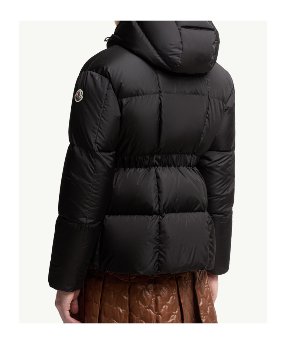 Moncler Agneux Square-quilted Hooded Short Down Jacket In Black