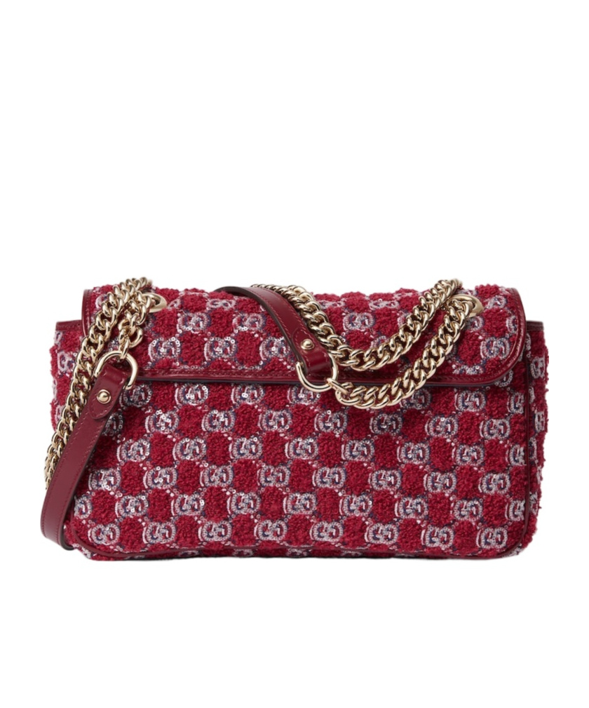 Gucci Small Gg Marmont Shoulder Bag In Red