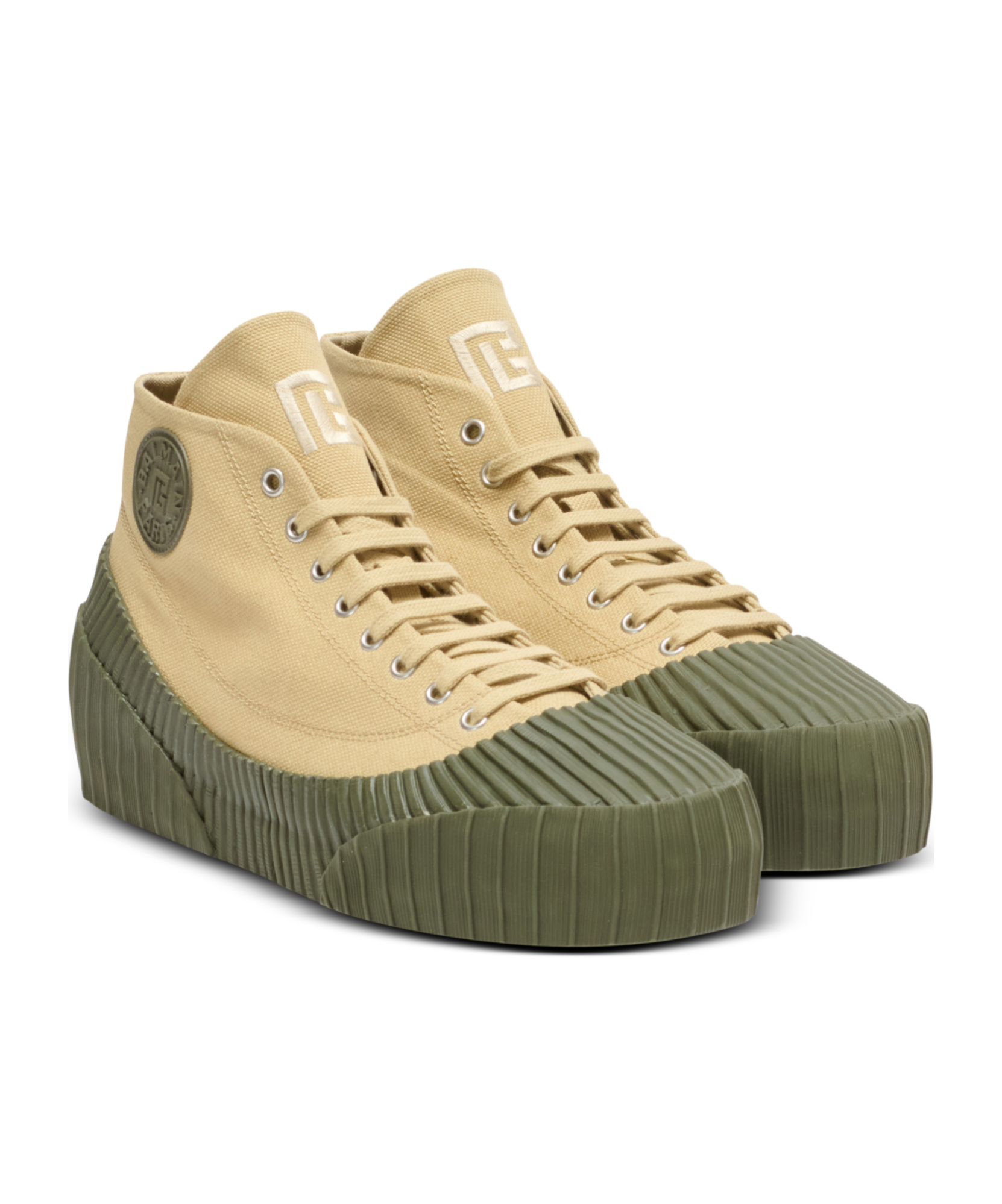 Balmain Riff Low Canvas Sneakers In Neutral