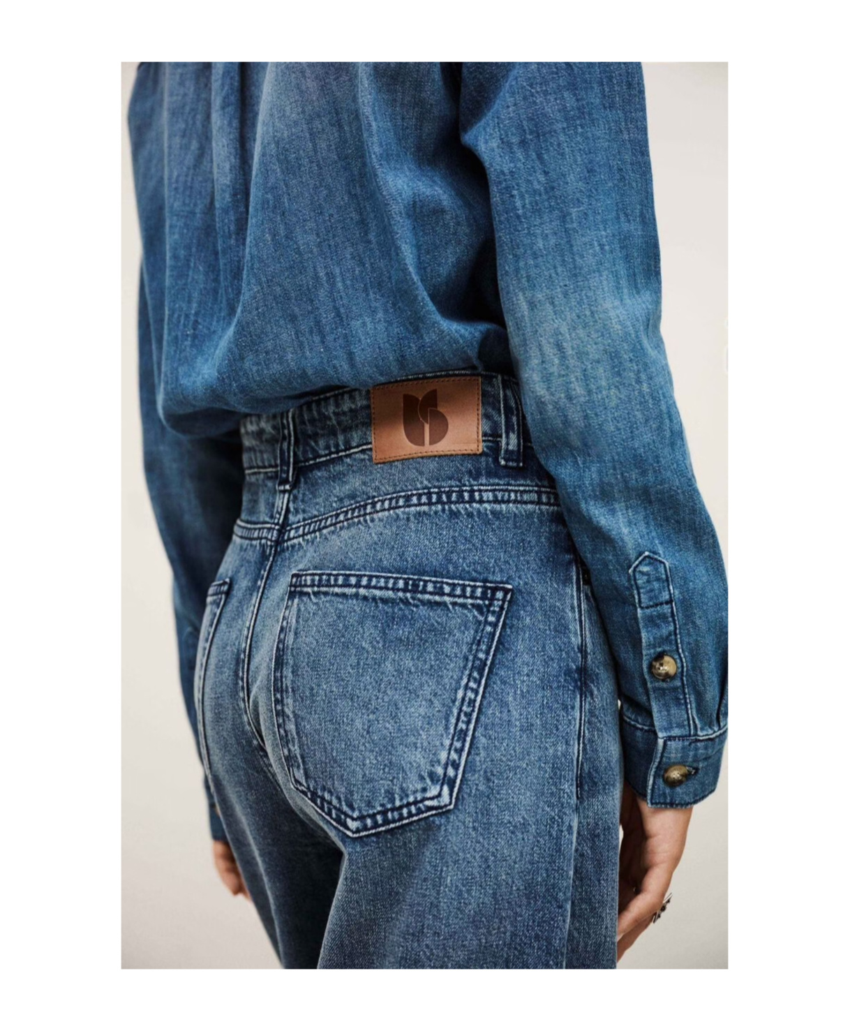 Bash Long-sleeved Denim Jumpsuit In Blue