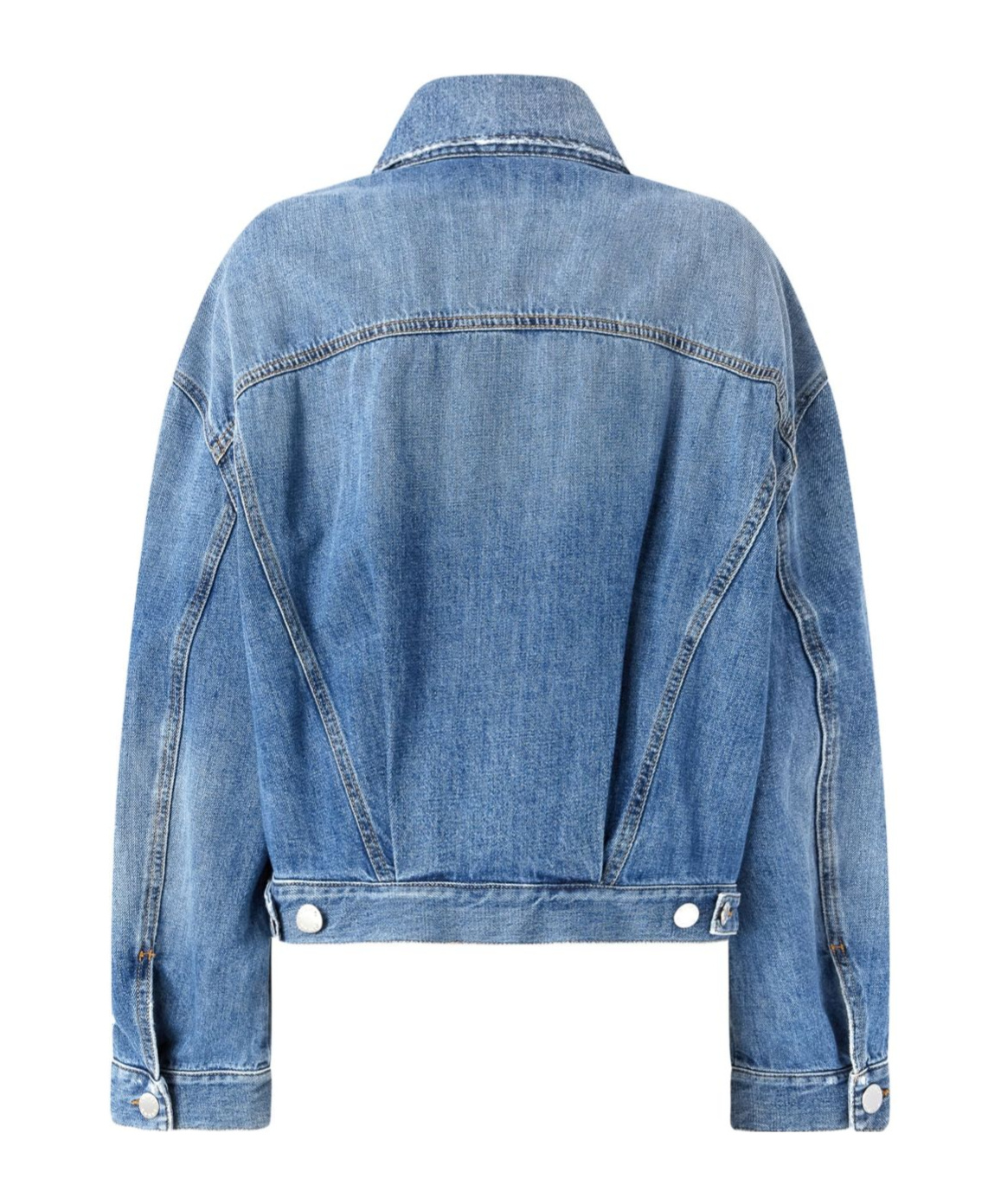 Pinko Denim Jacket Distressed Flap Pockets In Blue