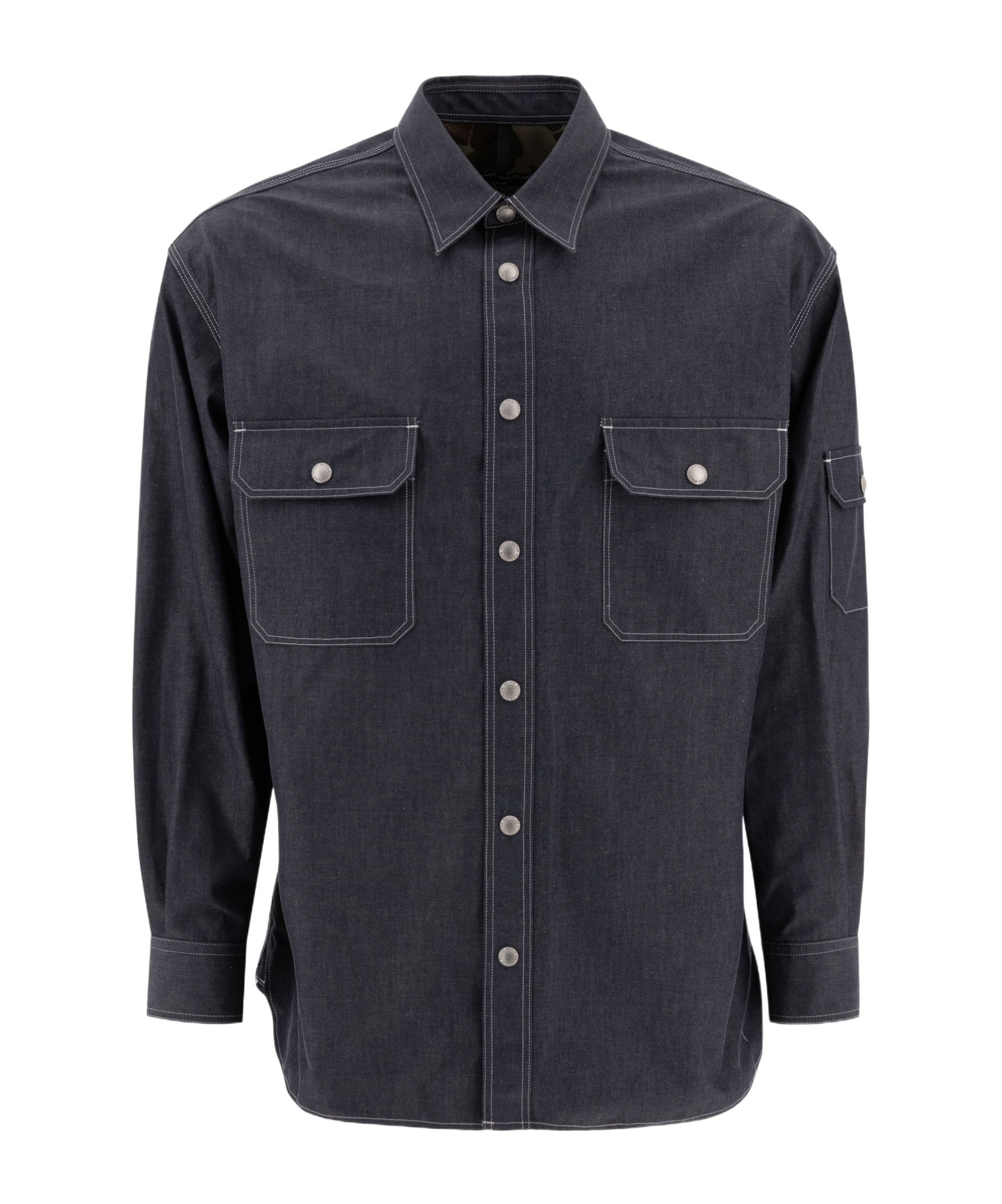 Comme Des Garçons Relaxed-fit Denim Overshirt With Contrast Stitching In Black