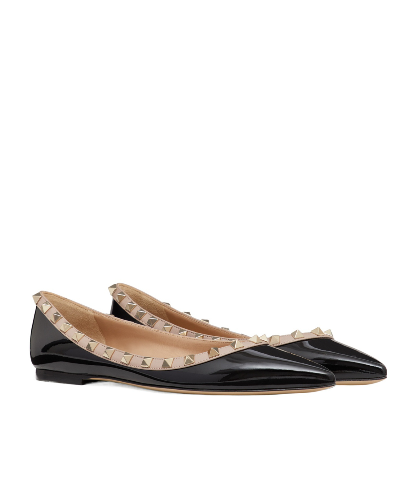 Valentino Rockstud Patent Leather Ballet Flats In Black