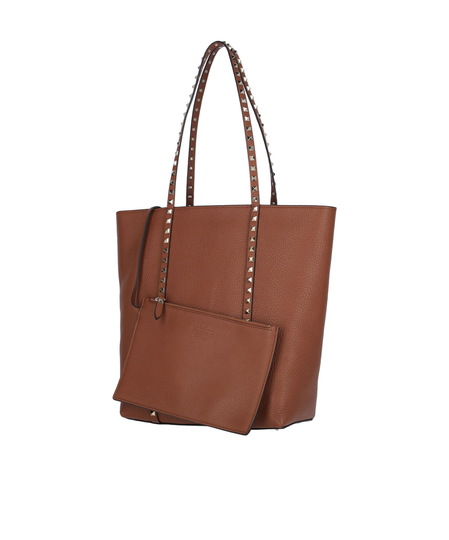 Valentino Women's Caramel Leather Medium Rockstud Shopping Bag In Brown