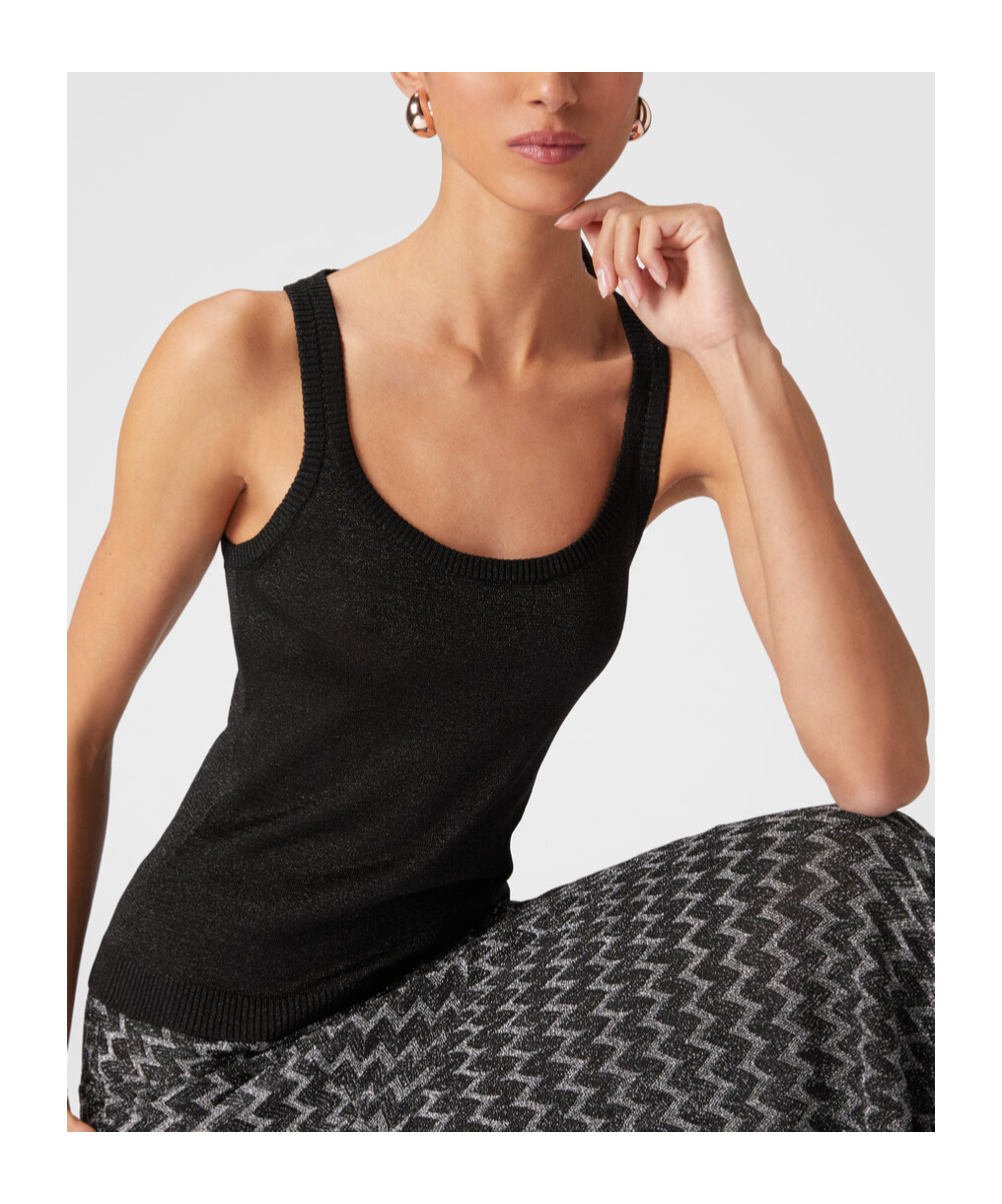 Shop Missoni Metallic-threading Scoop-neck Tank Top In Black