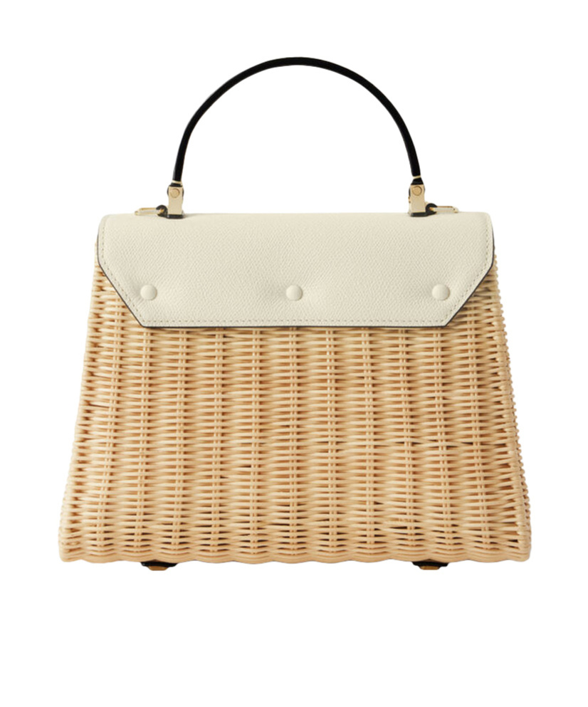 Valextra Iside Wicker Top Handle Medium Bag In Brown