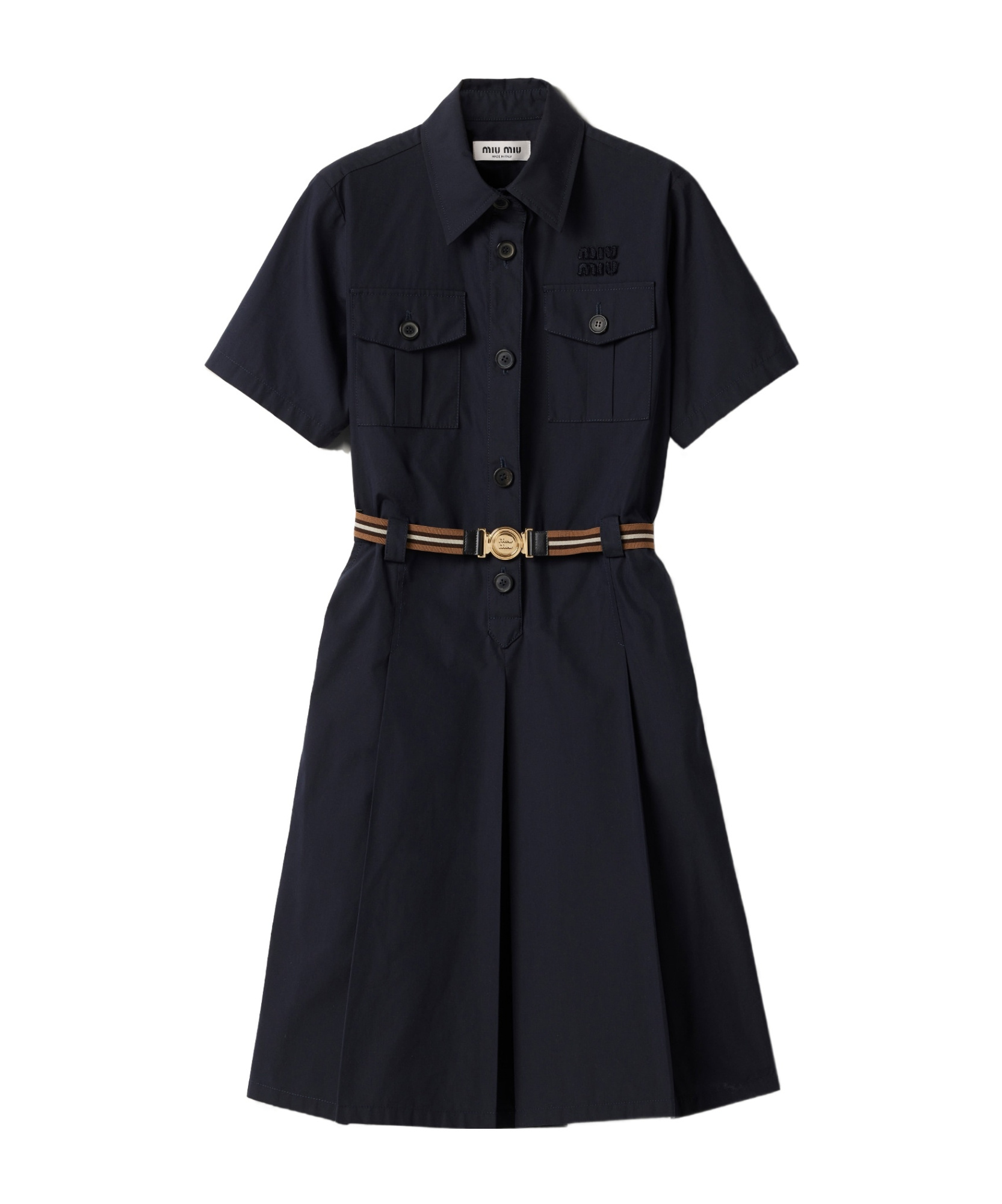 Miu Miu Mc Panama Night Blue Dress With Pockets In Blue
