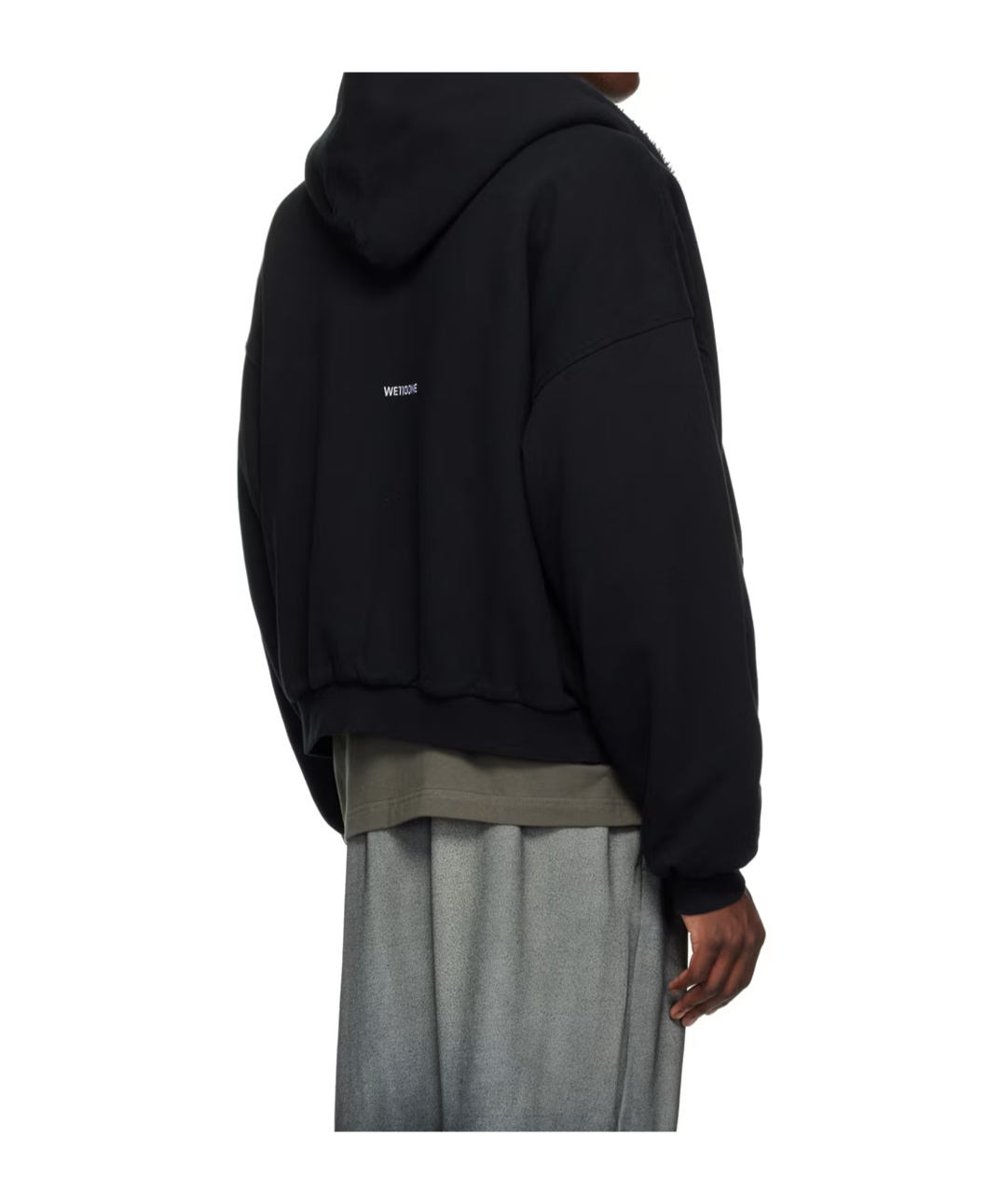 We11 Done Black Embroidered-logo Reversible Hoodie In Black
