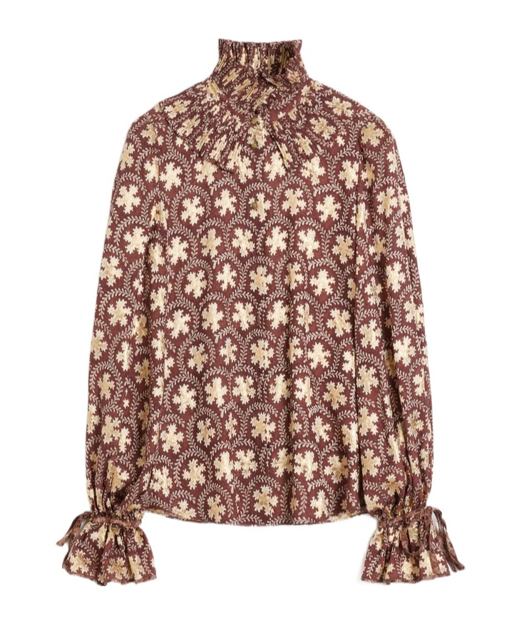 Valentino Ruffled Metallic Silk-blend Jacquard Blouse In Multi-color