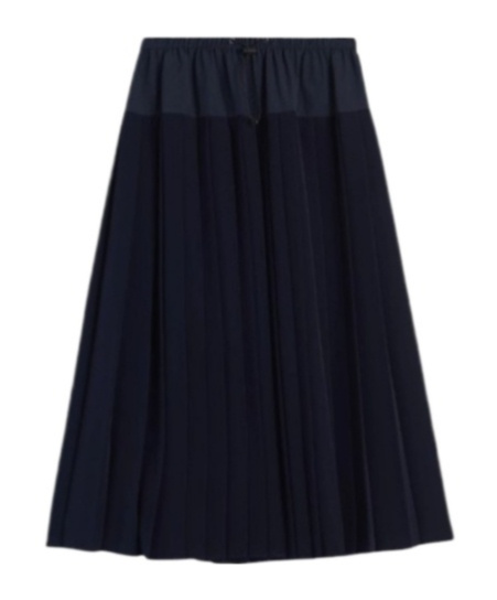 Aspesi Pleated A-line Mid-length Skirt In Blue