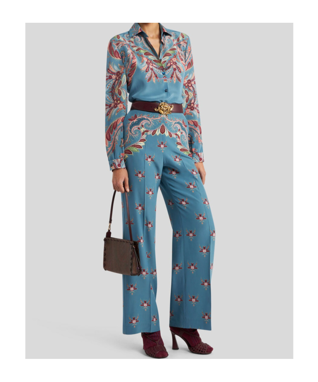 Etro Women Paisley Print Silk Shirt In Blue