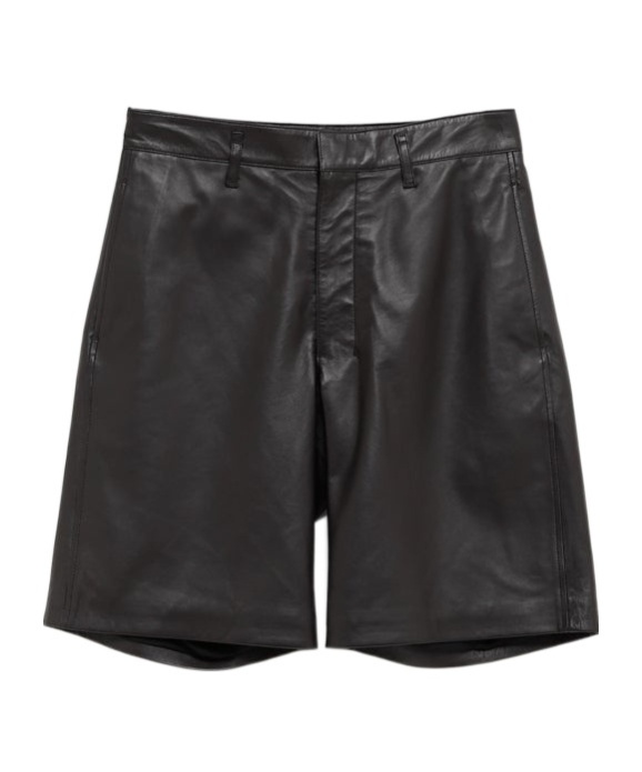 Lemaire Leather Shorts In Black