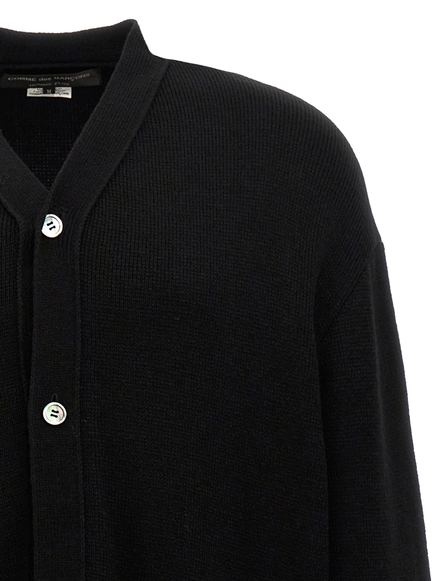 Comme Des Garçons Button Detail Knitwear Sweater With Cuffed Sleeves In Black