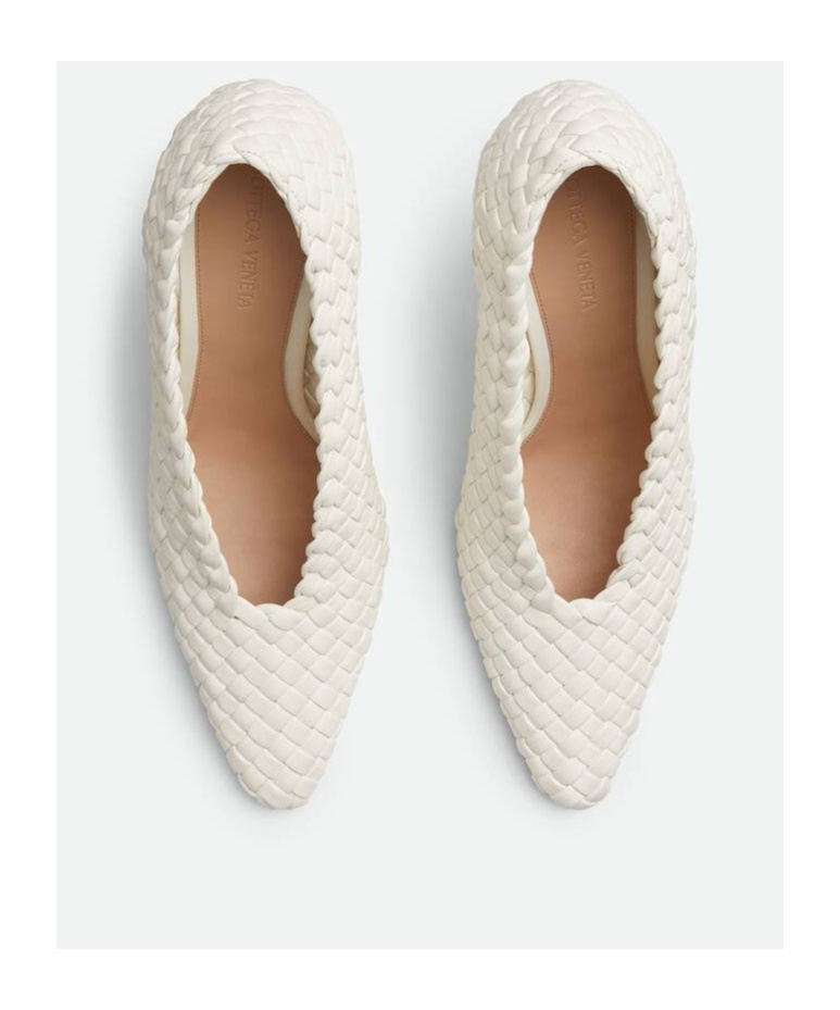 Bottega Veneta Sofia Intrecciato Leather Pumps In White