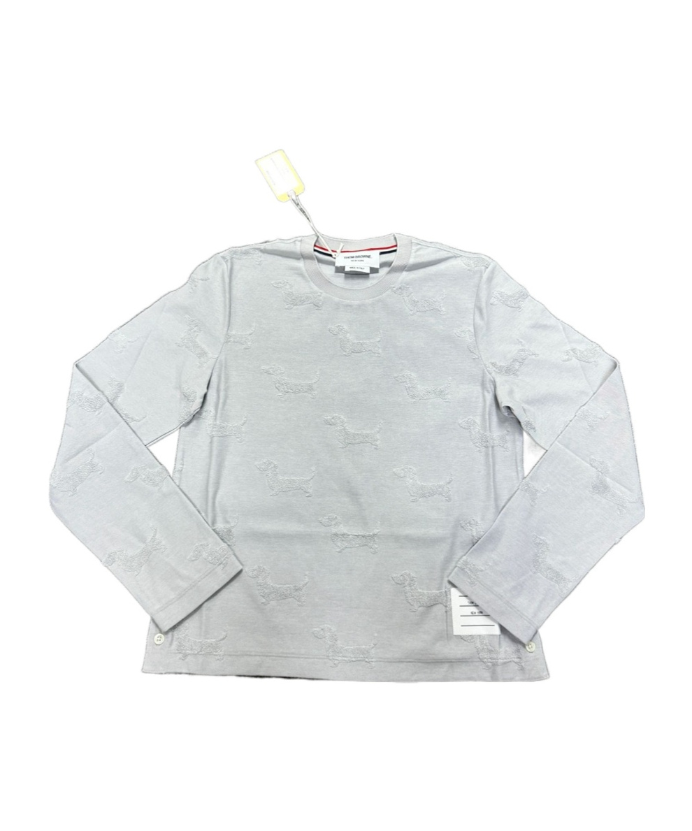 Thom Browne Round Collar And Long-sleeved T-shirt In White
