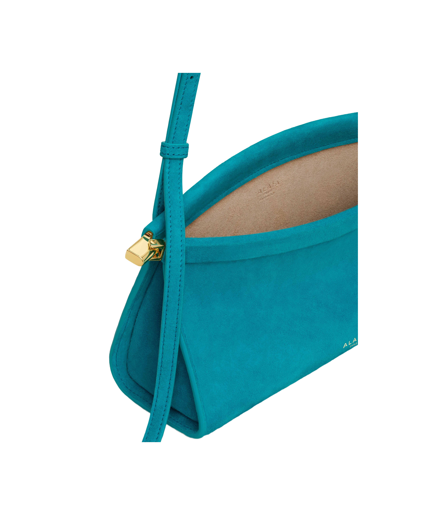 Alaïa Le Click East West Small Bag In Suede In Blue