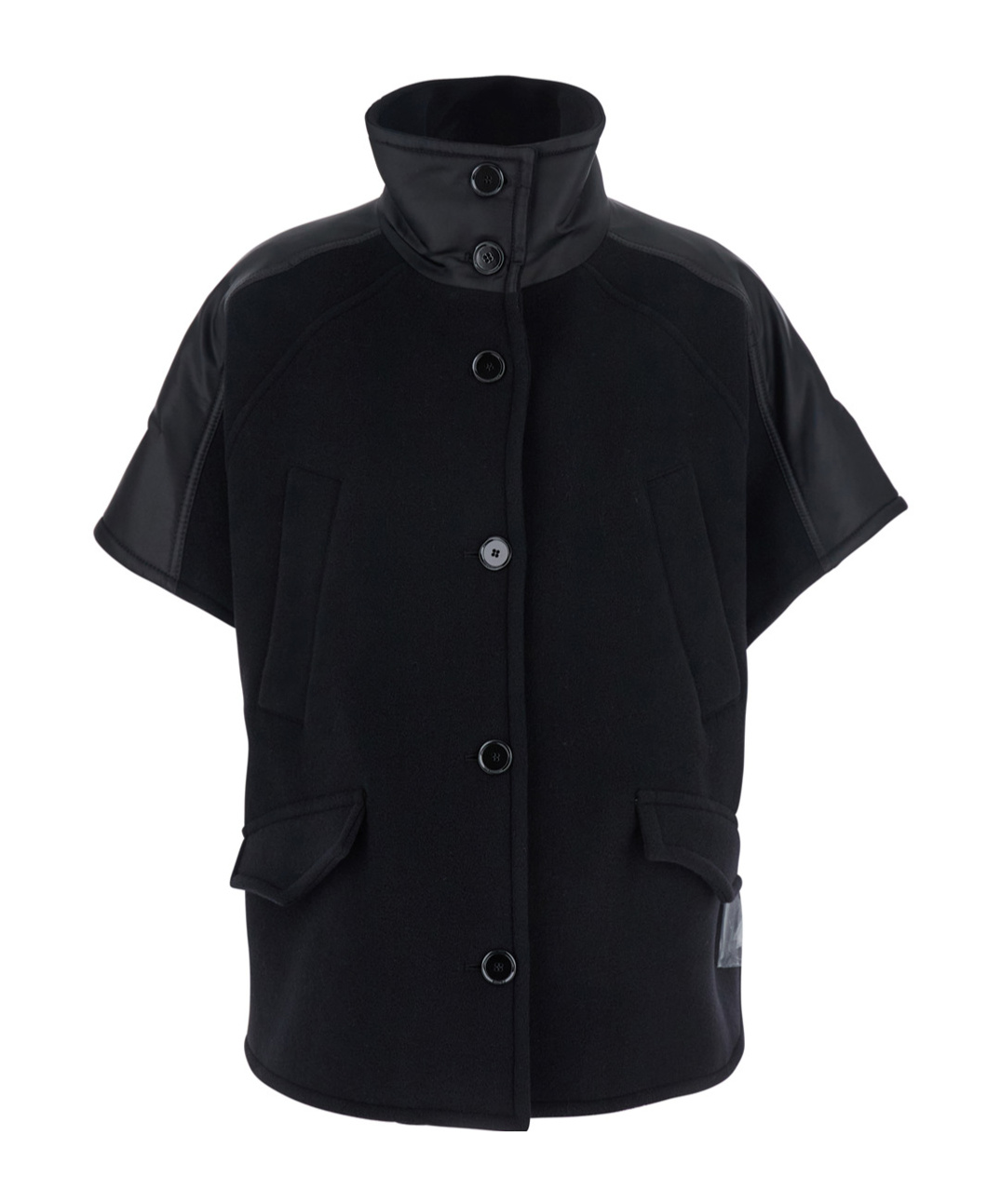 Pinko Short-sleeved Stand-up Collar Jacket In Black