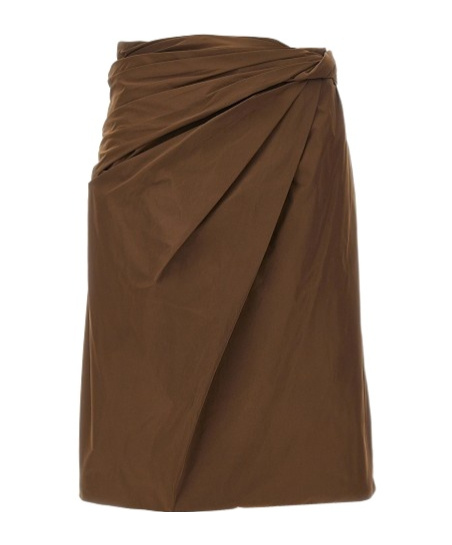 Bally Draped Nylon Skirt In Brown