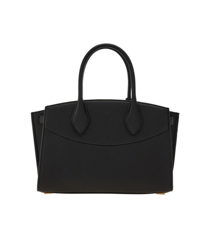 Ferragamo Black Leather Handbag In Black