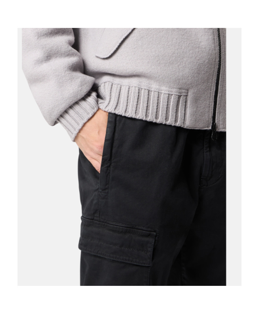 Stone Island Regular-tapered-fit Cargo Pants With Elasticated Waistband In Black