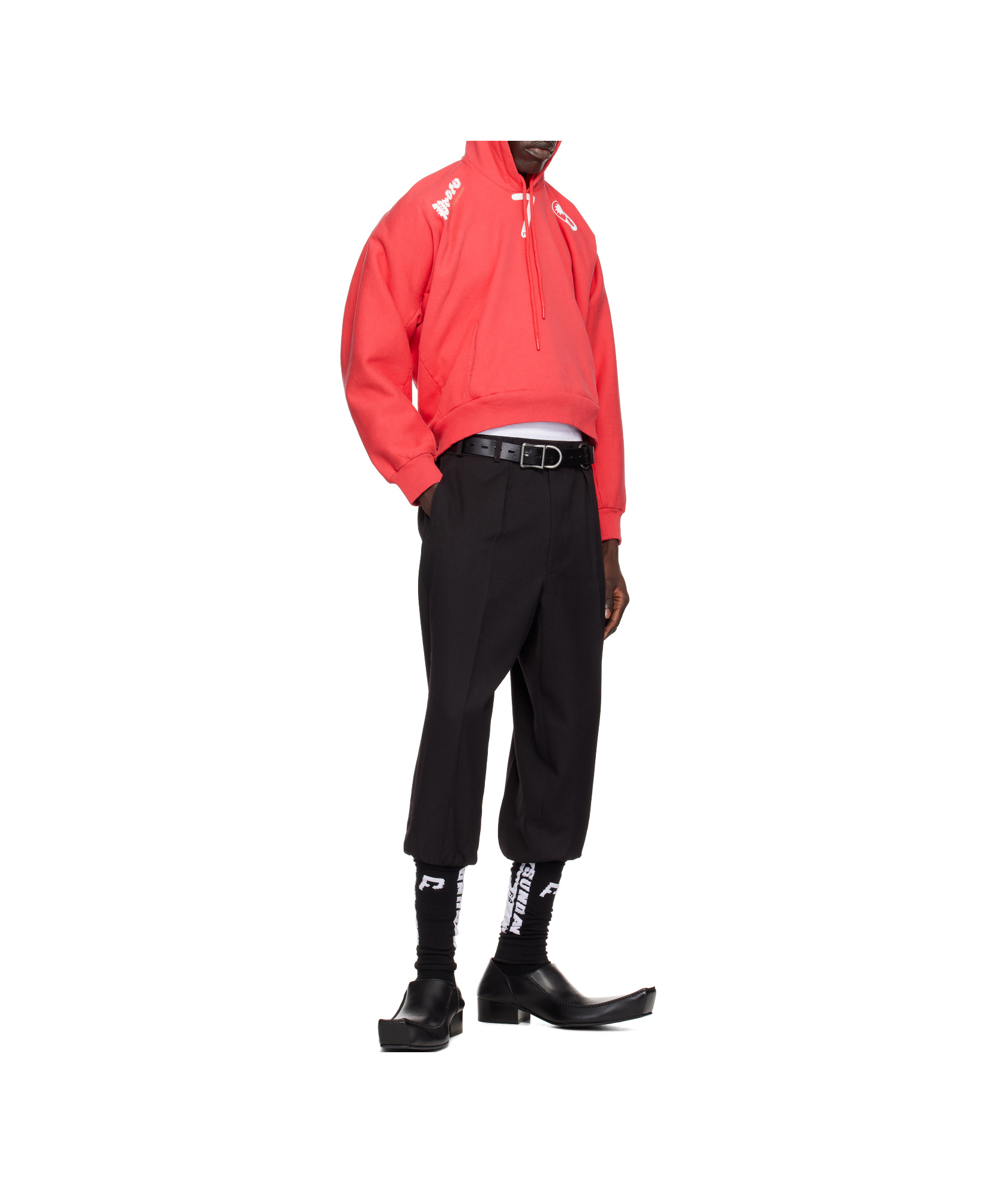 Prototypes Moved Neck Hoodie In Red