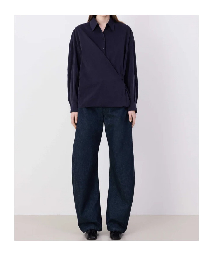 Lemaire Twisted Neckline Shirt In Black