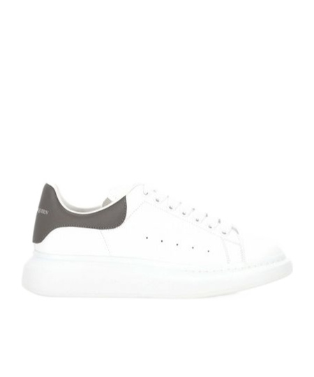 Alexander Mcqueen White Oversize Sneakers With Flat Laces And Contrasting Heel With Logo Lettering In Leather Man In Multi