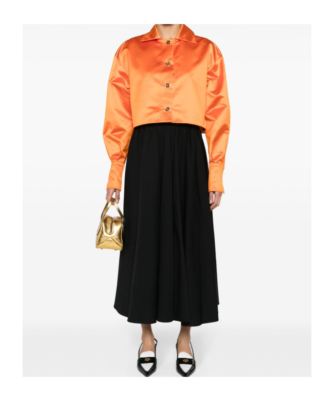 Patou Satin Cropped Jacket In Orange