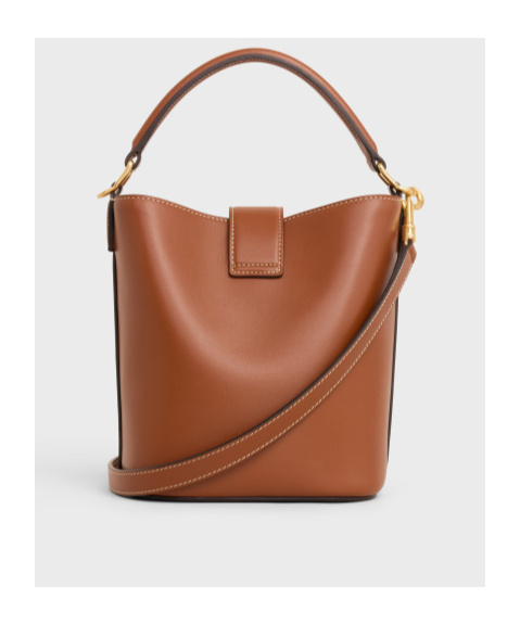 Celine Louise Medium Leather Bucket Bag In Brown