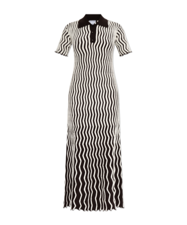 Shop Bottega Veneta Two-toned Midi Dress In Black