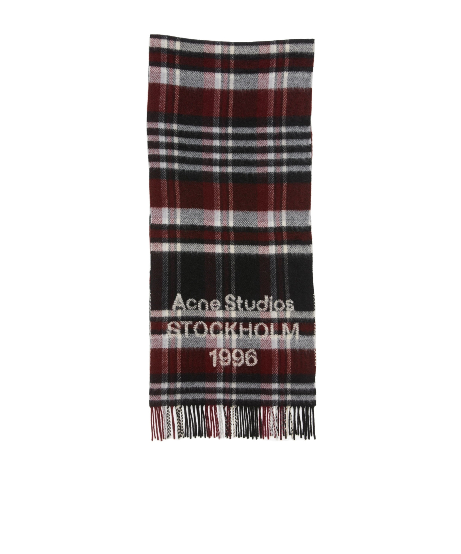 Acne Studios Women Multicolor Scarf With Fringed Hem And All-over Check Motif In Wool Woman In Multi