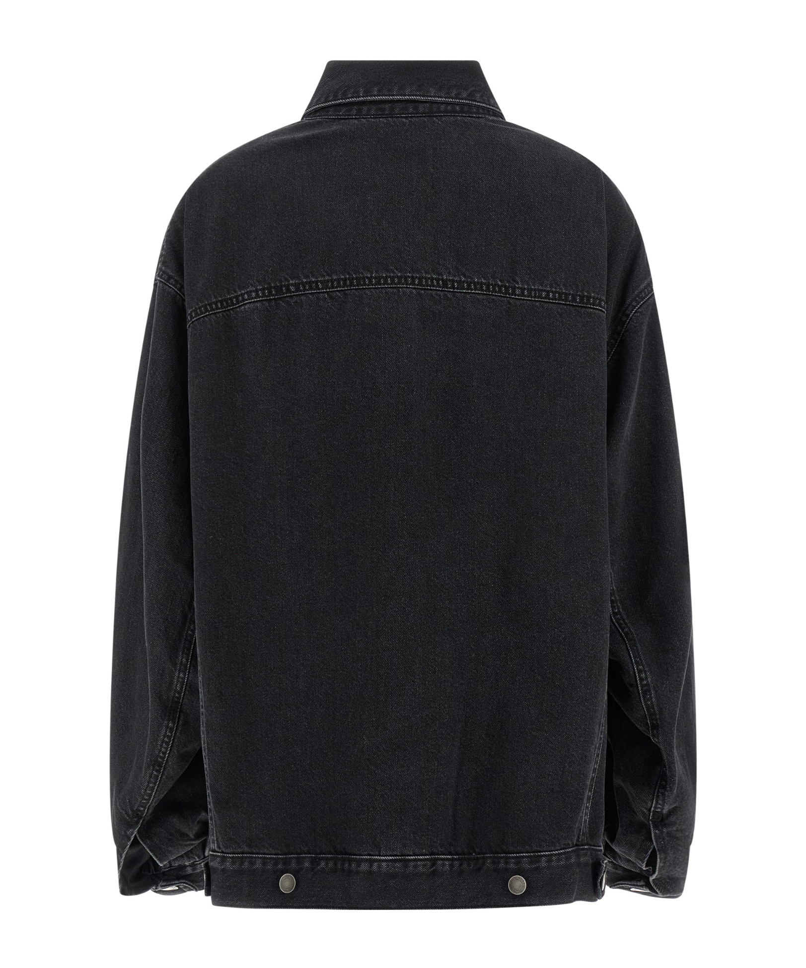 Haikure Button-down Long-sleeved Denim Jacket In Black