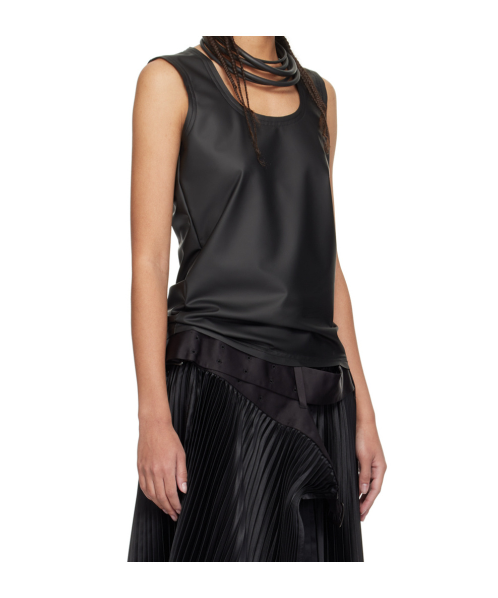 Junya Watanabe Black Round Neck Tank Top In Black