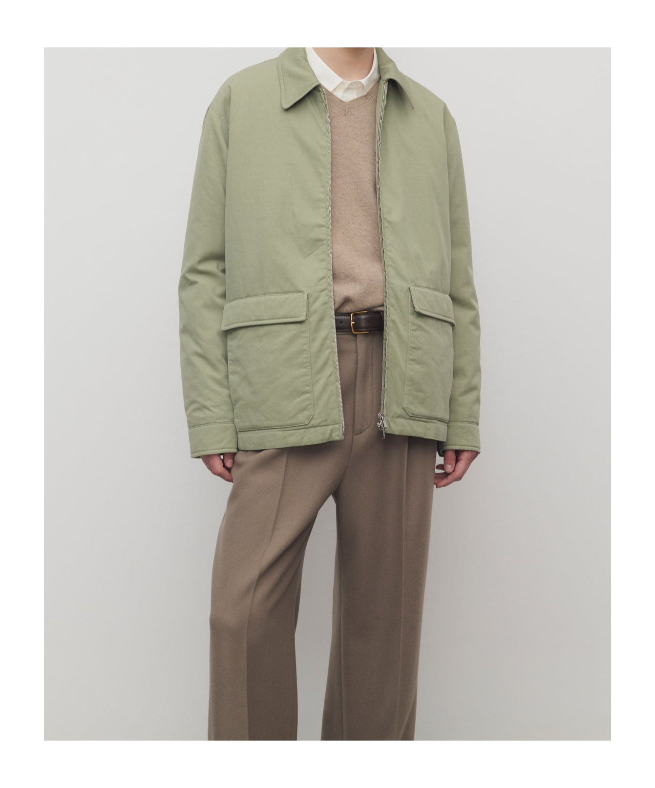 The Row Justo Gabardine Down Field Jacket In Green