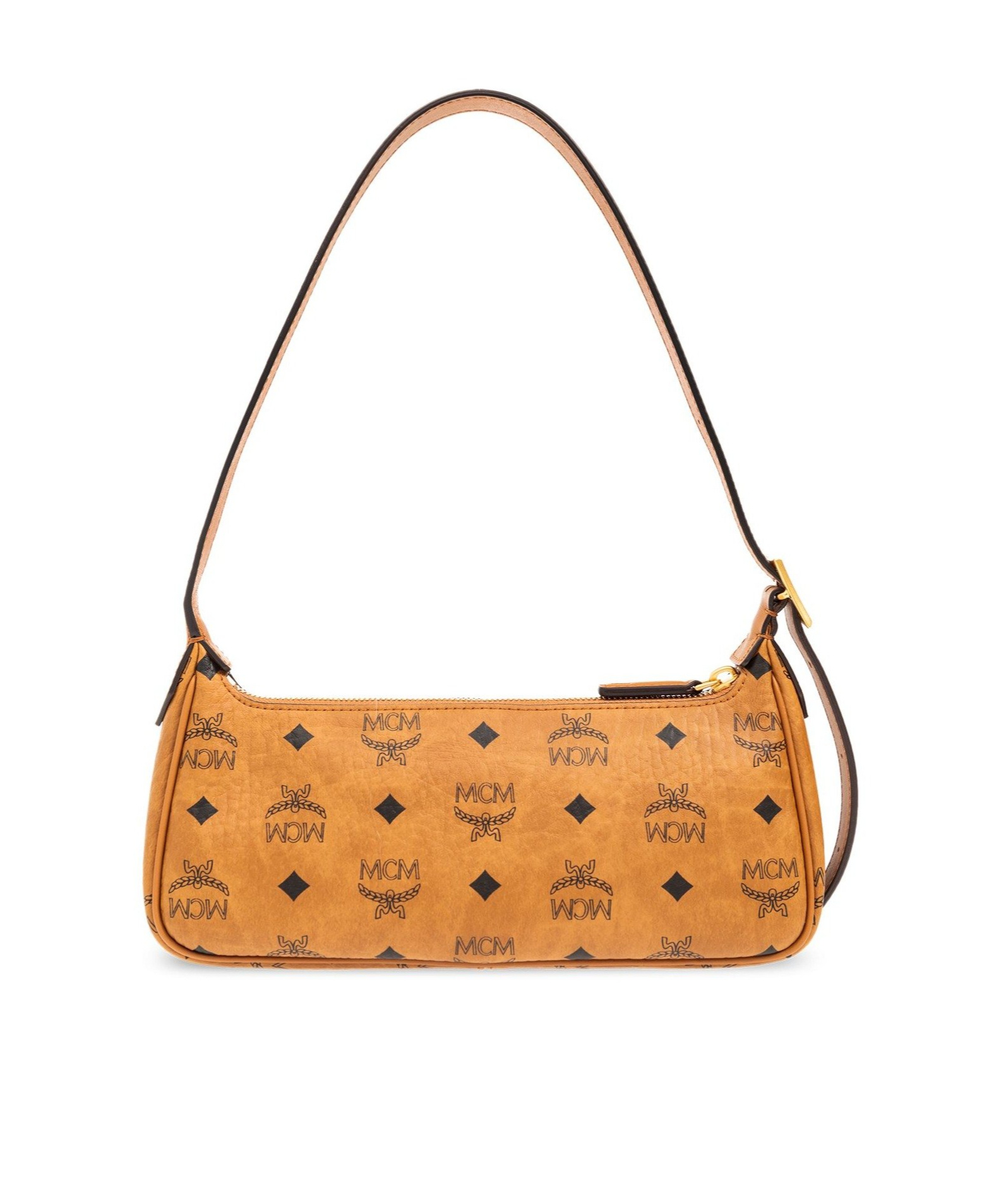 Mcm Aren All-over Logo Printed Small Shoulder Bag In Brown