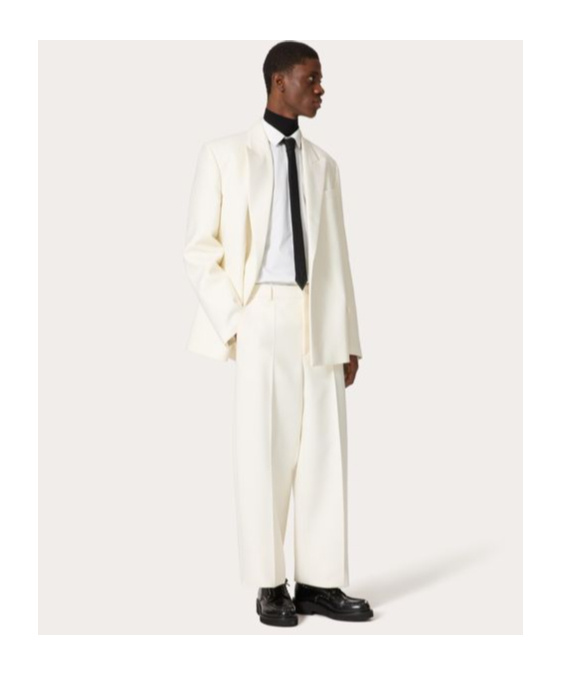 Valentino Virgin Wool-blend Trousers In White