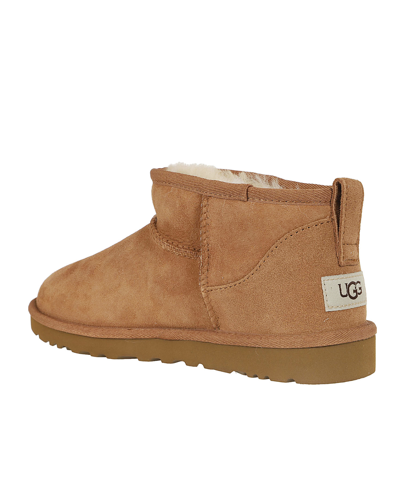 Ugg Classic Ultra Mini Low Heels Ankle Boots In Leather Color Suede In Brown