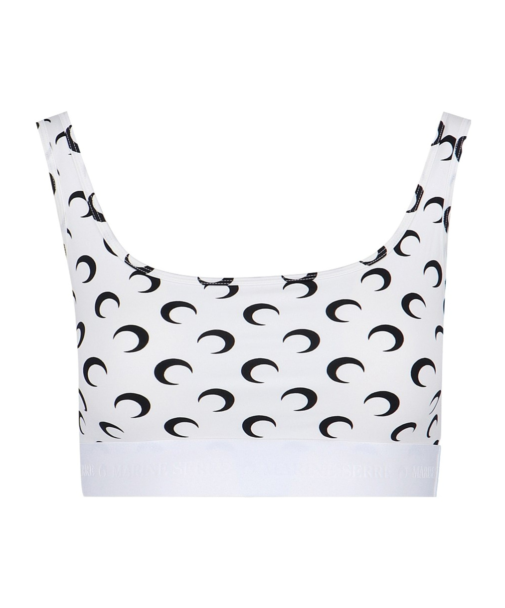 Marine Serre Crescent Moon-print Crop Top In Black