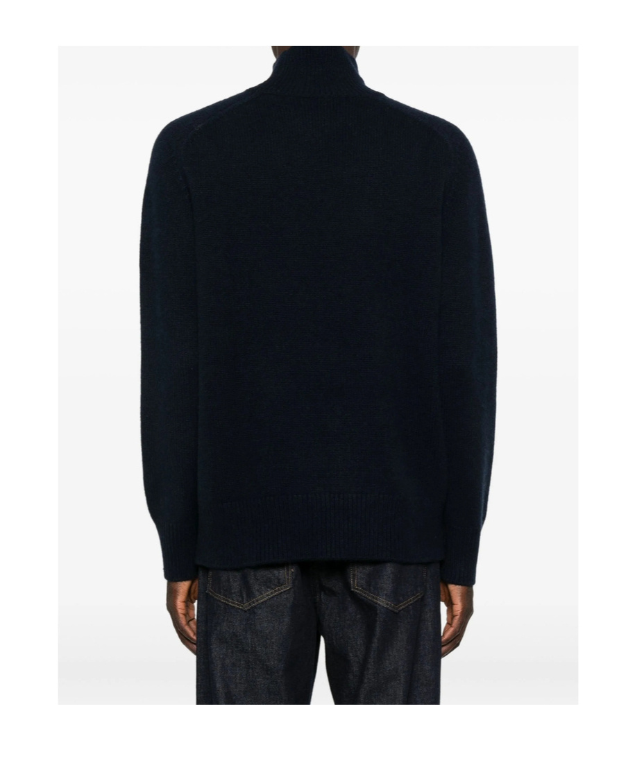 Soft Goat Roll-neck Cashmere Sweater In Blue