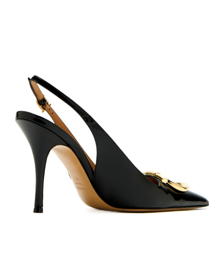 Ferragamo Sara Patent Leather Slingback Pumps In Black