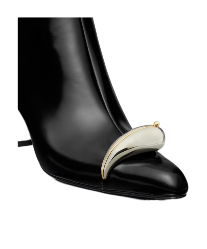 Tory Burch Pierced Leather Ankle Boots In Black