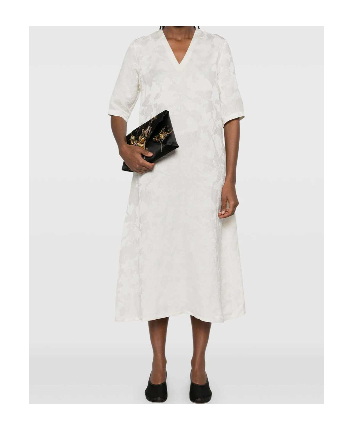 Shop Uma Wang V-neck Mid-length Dress In White