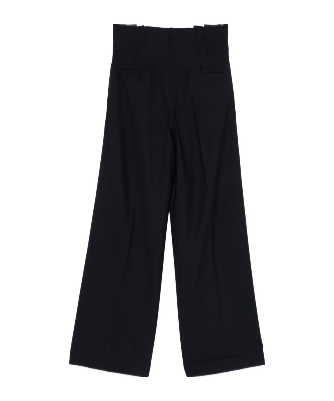 Semicouture Wide Leg Pleated Trousers With Belt Loops In Black
